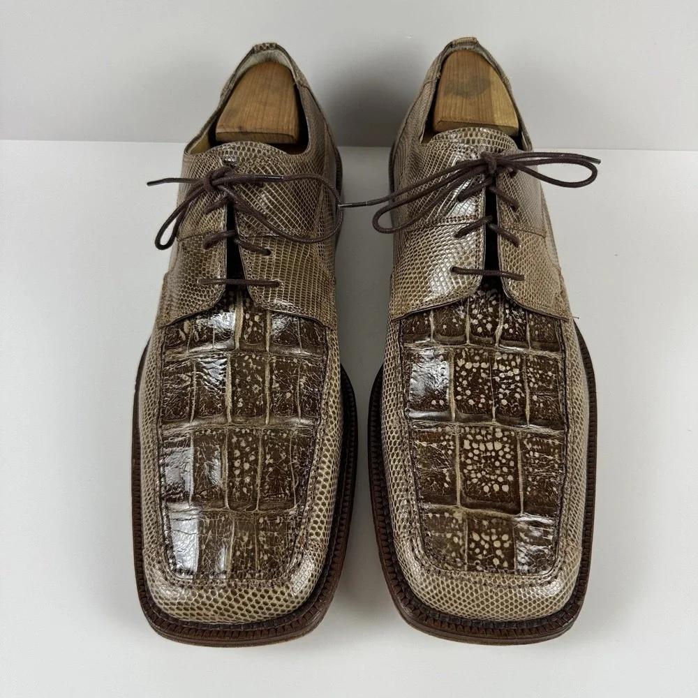 David Eden X Derby Dress Shoes Mens Size 10 Genuine Crocodile Lizard Exotic